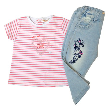 Set vara fetite tricou cu blugi light blue, Babybol [1]