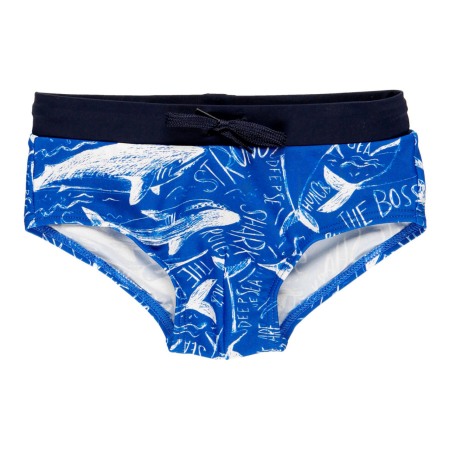 Fete/Baieti 2- 16 ani - Slip baie baiat, imprimeu pesti, albastru, Boboli