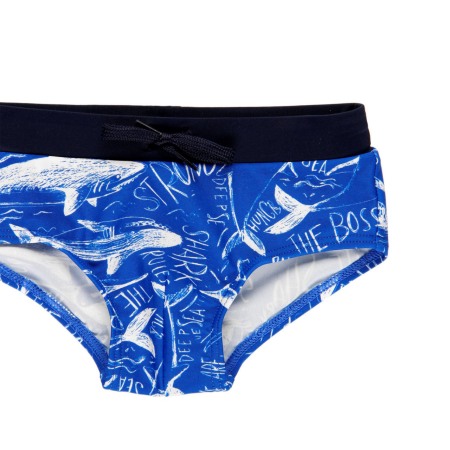 Slip baie baiat, imprimeu pesti, albastru, Boboli [2]