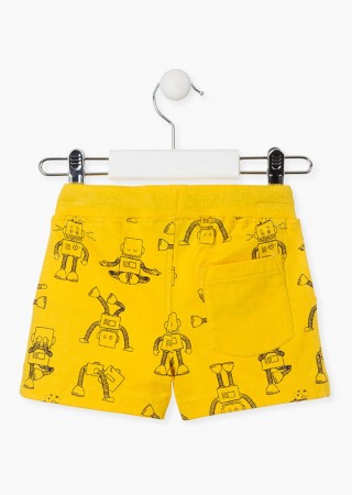 Sort bumbac bebe baiat, imprimeu roboti, galben, Losan [1]