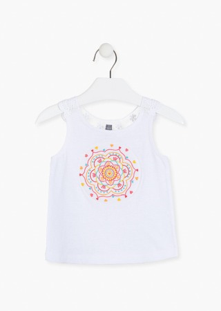 Fete/Baieti 2- 16 ani - Top fete , motiv etnic floral, alb