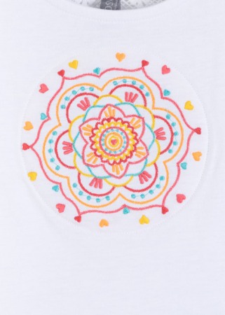 Top fete , motiv etnic floral, alb [3]