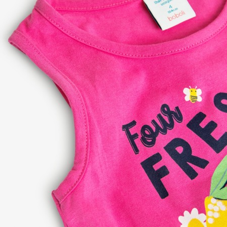 Top plaja fetite 4-16 ani, bumbac better cotton, imprimeu fructe, roz ciclam, brand BOBOLI [3]