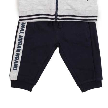 Trening 2 piese baiat, hanorac cu gluga, gri/navy, Babybol [2]