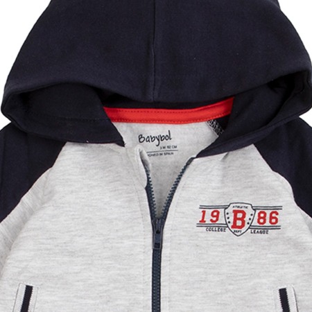 Trening 2 piese baiat, hanorac cu gluga, gri/navy, Babybol [1]