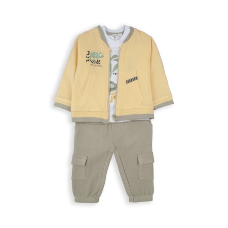 Trening 2/3 piese primavara - Trening 3 piese baiat, bumbac, animal print, galben, Babybol
