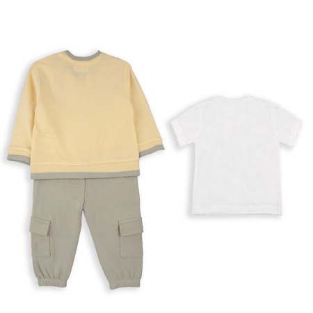Trening 3 piese baiat, bumbac, animal print, galben, Babybol [1]