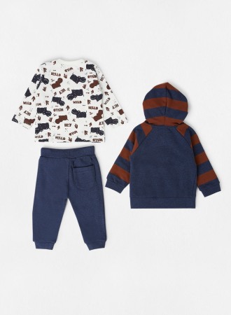 Trening 3 piese bebe baiat, bumbac, hanorac cu gluga, brand Babybol [1]