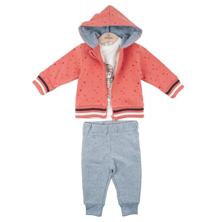 Fete/Baieti 2- 16 ani - Trening 3 piese fete, hanorac cu gluga, gri/orange, Babybol