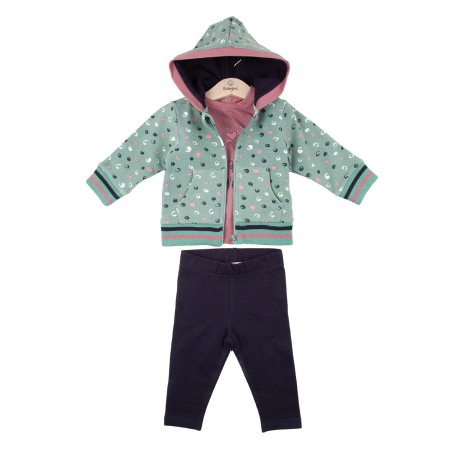 Trening/Pantaloni sport - Trening 3 piese fete, hanorac cu gluga, gri/orange, Babybol