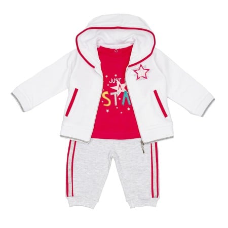 Fete - Trening 3 piese fetita, tricou maneca scurta , hanorac alb cu gluga, bumbac, Babybol