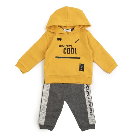 Trening / Pantaloni sport - Trening baiat 2 piese , hanorac gluga, mustar # Awesome cool, Babybol