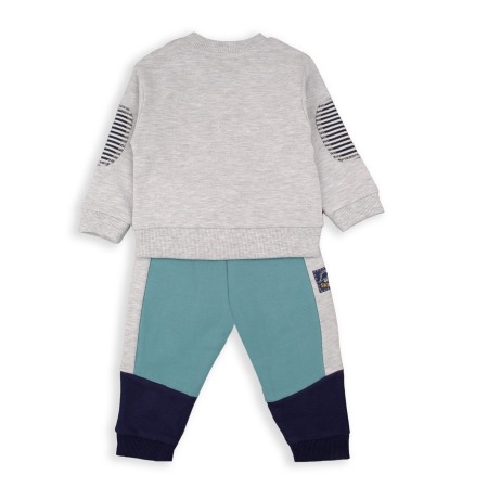 Trening baieti bumbac, 2 piese, imprimeu dino, gri/turcoaz, brand Babybol [2]
