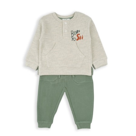 Baieti - Trening baieti bumbac, bluza cu pantaloni lungi, kaki, Babybol