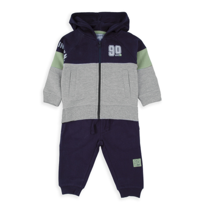 Trening/Pantaloni sport - Trening baieti din bumbac oeko tex, gri/ navy, brand Babybol