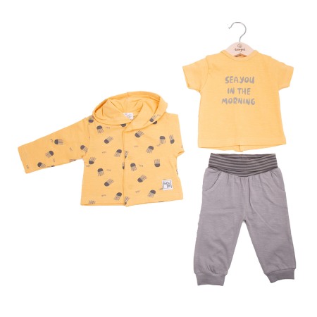 Trening 2/3 piese primavara - Trening bebe 3 piese bebe nou nascut 3 piese, imprimeu meduze, Babybol