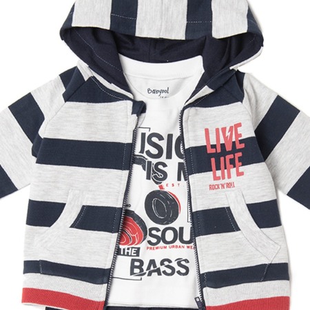 Trening bumbac baiat 3 piese, dungi, navy, Babybol [1]