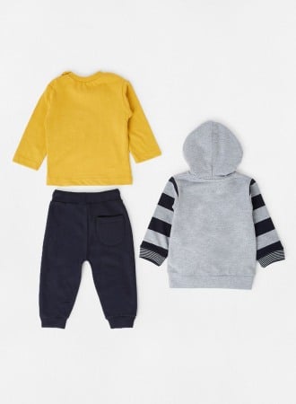 Trening bumbac baieti 3 piese, hanorac, bluza si pantaloni, gri, Babybol [2]