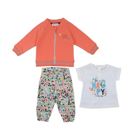 Trening 2/3 piese primavara - Trening fete vara, 3 piese, cardigan+tricou+pantaloni, orange, Babybol