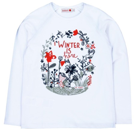 OUTLET ↗ 60% - Tricou alb fetite cu maneca lunga Boboli