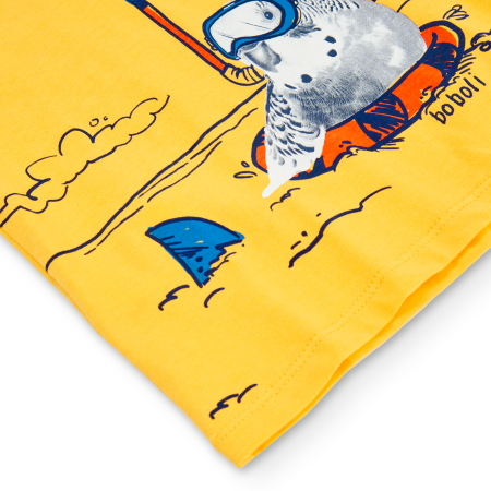 Tricou baiat 1-8 ani, maneca scurta, imprimeu pasare, galben, brand Boboli [3]