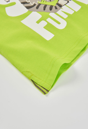 Tricou baiat 2-14 ani, bumbac better cotton, animal print, verde lime, brand Boboli [4]