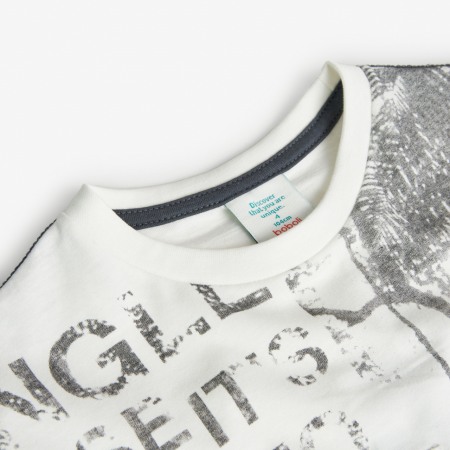 Tricou baiat maneca scurta,imprimeu grafic, alb, Boboli [2]
