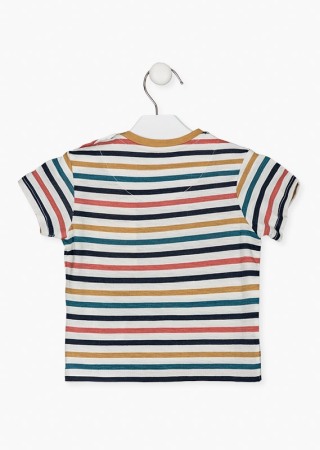 Tricou bebe baiat, bumbac, maneca scurta, dungi, multicolor [1]