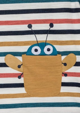 Tricou bebe baiat, bumbac, maneca scurta, dungi, multicolor [2]