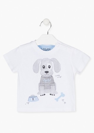 Fete/Baieti 0-24 luni - Tricou bebe baiat maneca scurta, imprimeu catel, Losan