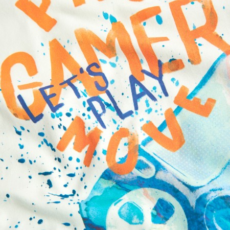 Tricou bumbac maneca lunga baiat, imprimeu text, alb, Boboli [2]