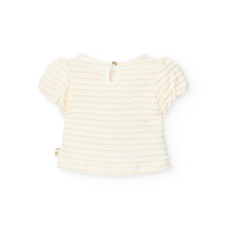 Tricou CHIC cu maneca scurta fetite, imprimeu pisicuta cu strasuri aurii, brand Boboli [1]