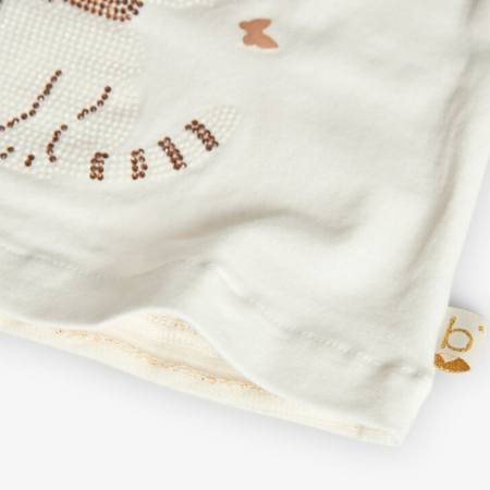 Tricou CHIC cu maneca scurta fetite, imprimeu pisicuta cu strasuri aurii, brand Boboli [3]