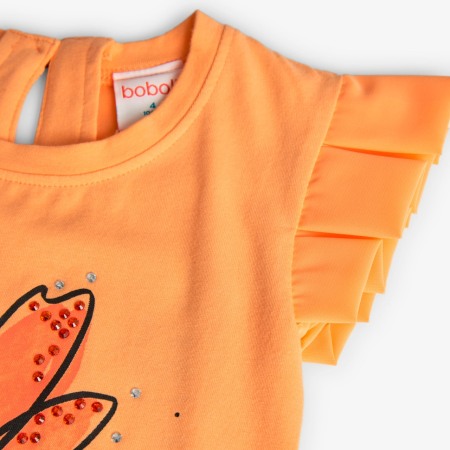 Tricou Chic fete 4-16 ani, bumbac, strasuri, portocaliu, Boboli [3]