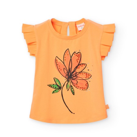 Tricou Chic fete 4-16 ani, bumbac, strasuri, portocaliu, Boboli [2]