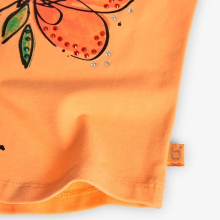Tricou Chic fete 4-16 ani, bumbac, strasuri, portocaliu, Boboli [4]