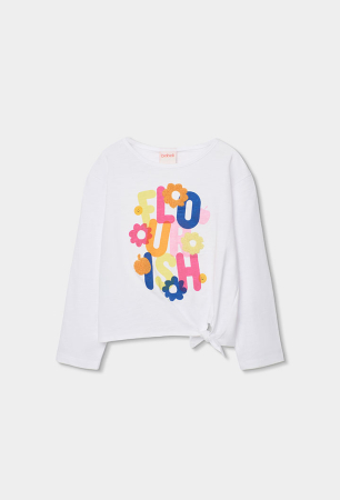 Tricouri maneca lunga - Tricou fete 1-8 ani, bumbac better cotton, imprimeu floral, brand Boboli