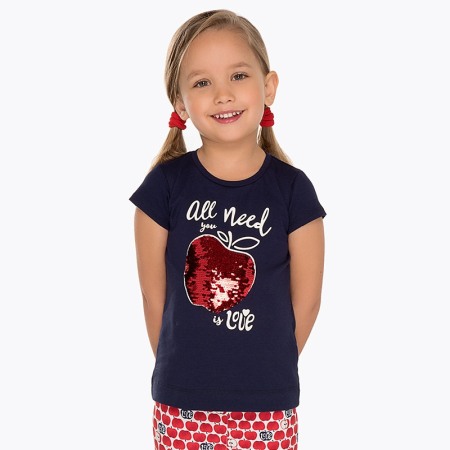 Fete/Baieti 2- 16 ani - Tricou fete 2-9 ani cu paiete reversibile, Mayoral, navy
