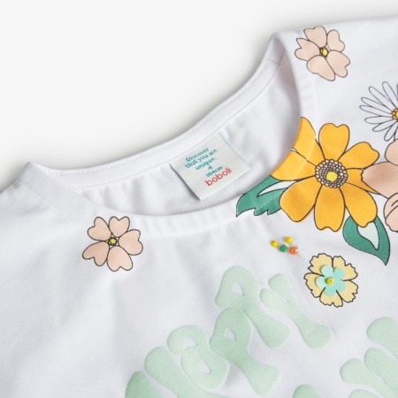 Tricou fete 4-16 ani, bumbac better cotton, imprimeu floral, alb, Boboli [3]