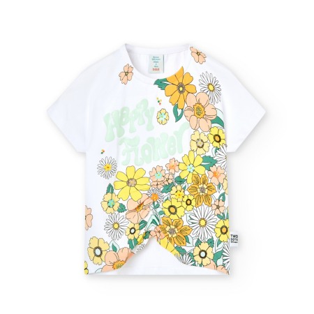 Tricou fete 4-16 ani, bumbac better cotton, imprimeu floral, alb, Boboli [2]