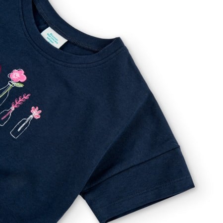 Tricou fete 4-16 ani, bumbac, model scurt, navy, Boboli [2]