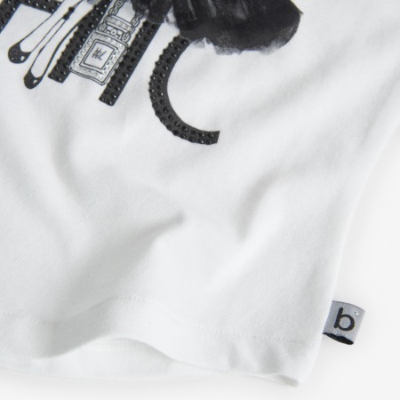 Tricou fete 4-16 ani, imprimeu fetita cu fusta neagra, CHIC strasuri, BOBOLI [3]