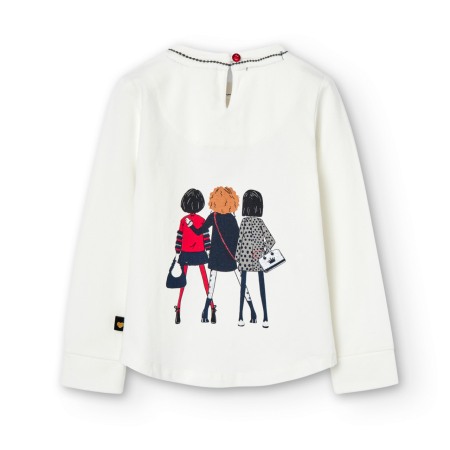 Tricou fete bumbac, gama CHIC, imprimeu fetite, alb, Boboli [1]