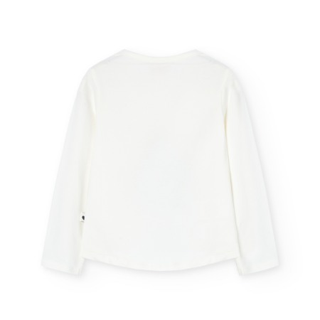 Tricou fete CHIC, ornat cu perle la guler, alb, Boboli [1]