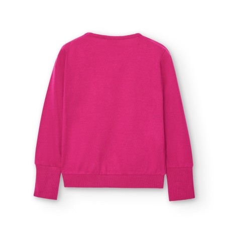 Tricou fete maneca lunga, bumbac, broderie florala, ciclam, brand Boboli [1]