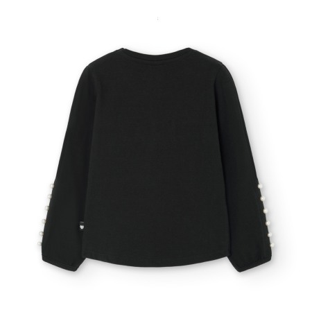 Tricou fete maneca lunga, gama CHIC, perle, negru, Boboli [1]