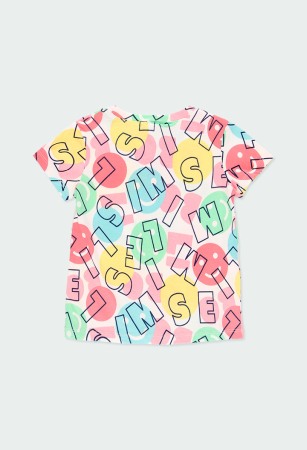 Tricou fete maneca scurta Boboli, imprimeu text, multicolor [1]