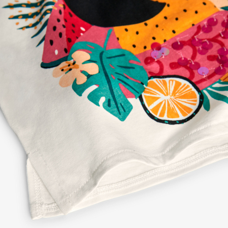 Tricou fete maneca scurta, imprimeu fetita multicolor, bumbac better cotton, brand Boboli [3]