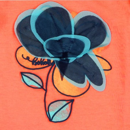 Tricou fete maneca scurta , orange , floare aplicata, Boboli [3]