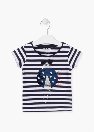 Fete/Baieti 2- 16 ani - Tricou fete vara, gargarita paiete reversibila, dungi navy